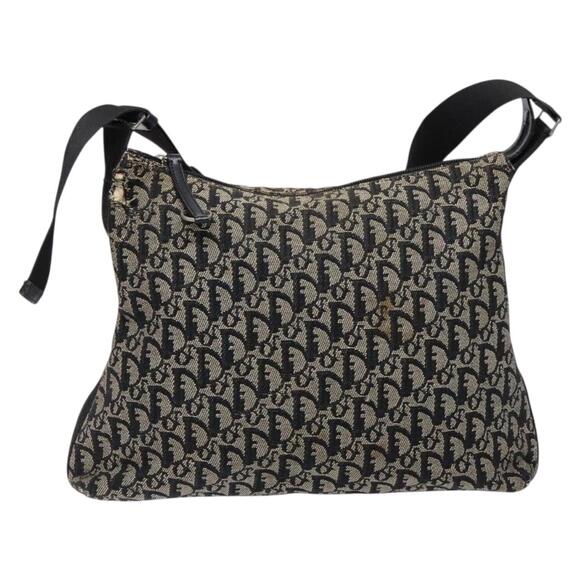 DIOR Trotter Canvas Shoulder Bag Navy Silver - Picture 2 of 12